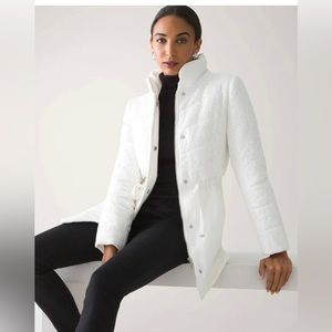 NWT WHBM CHEVRON WHITE LACE PUFFER COAT, medium